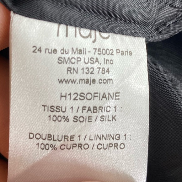 💕SALE💕 MAJE Black Silk Crepe Short Sleeve Mini Dress - Picture 10 of 12